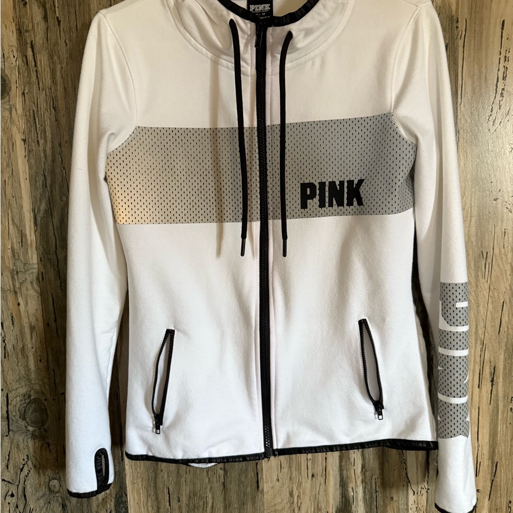 Victoria's Secret PINK White and Gray Utility Jacket